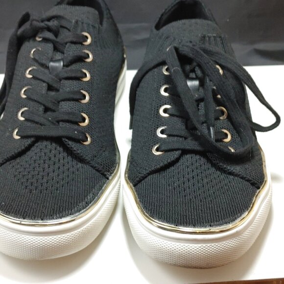 Steve Madden Size 10 Sneaker Black Stretch Material Gold Accent Unisex - Picture 4 of 5